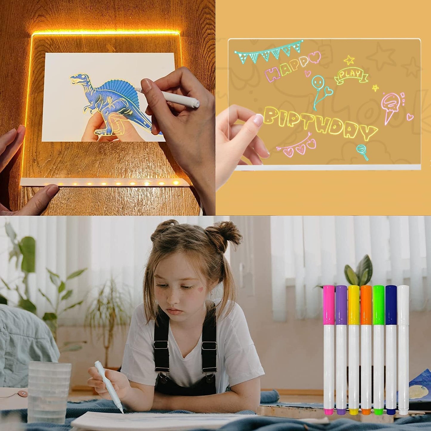 3D LED Light Glass Acrylic Writing pad