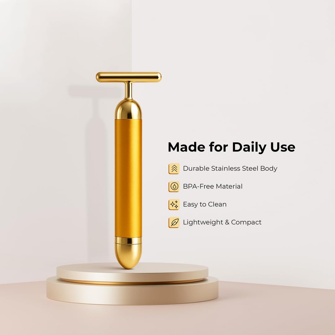 24K Gold Energy Beauty Bar Electric Facial Massage Roller