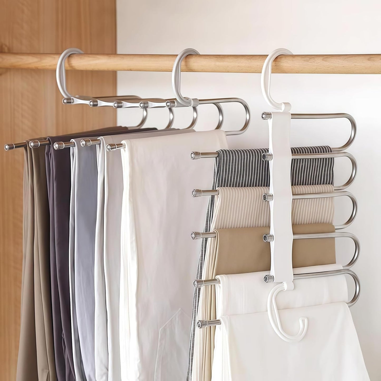 Hanger-5 In 1 Stainless Steel Multifunction Hanger (Pack of 2)