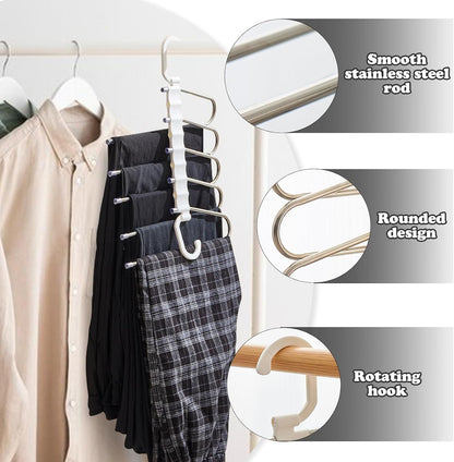 Hanger-5 In 1 Stainless Steel Multifunction Hanger (Pack of 2)