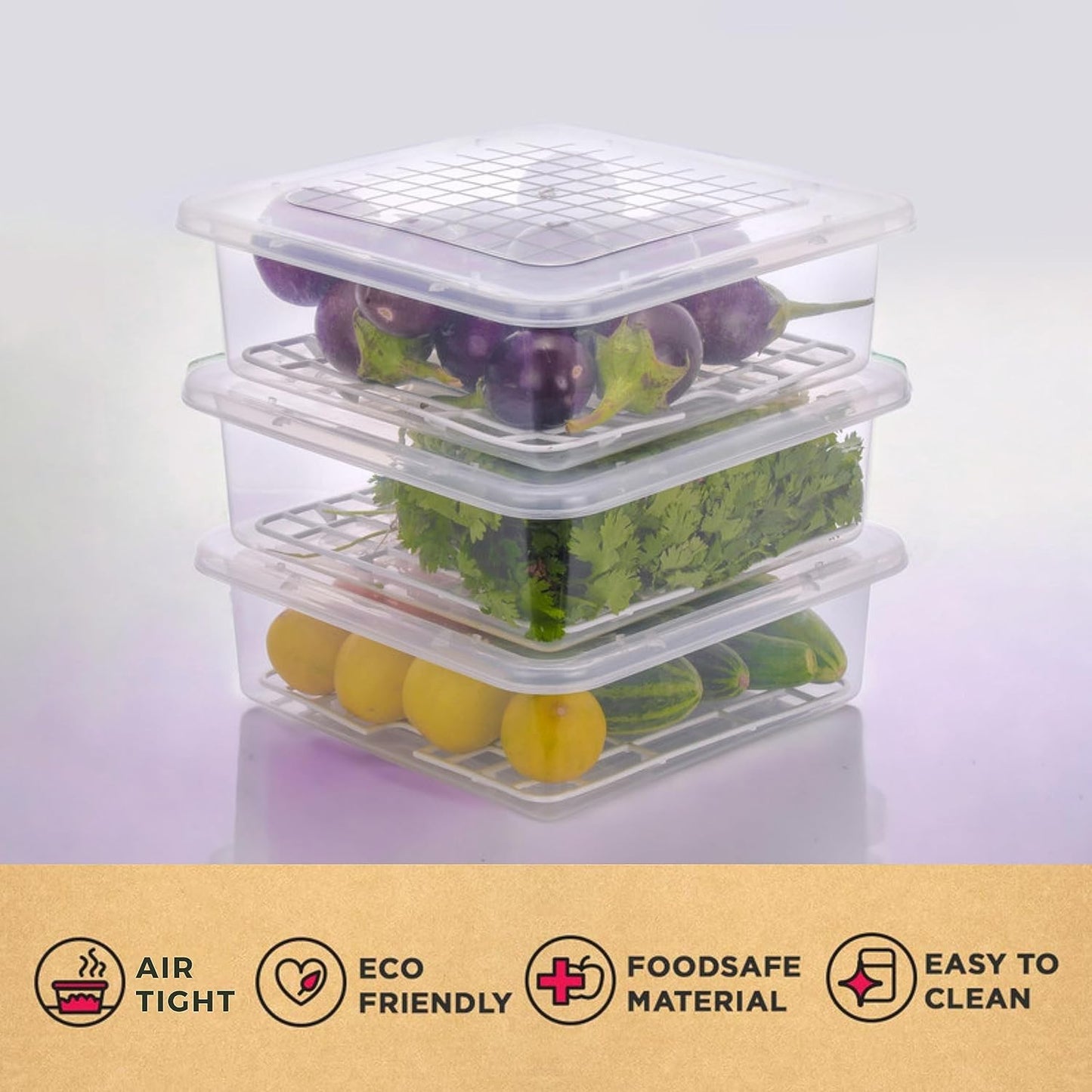 Fridge Storage Container Box (Pack of 4 - Premium Quality)