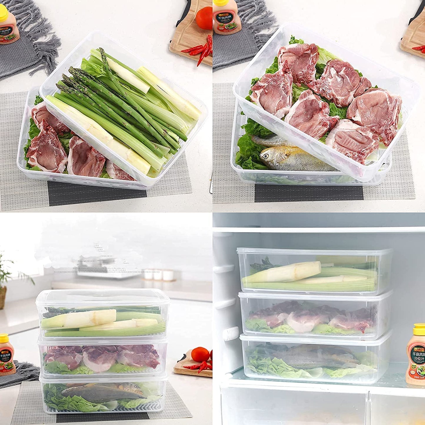 Fridge Storage Container Box (Pack of 4 - Premium Quality)