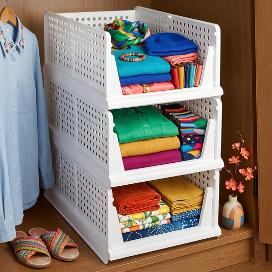 Foldable Stackable Wardrobe Organizer (Set of 3)