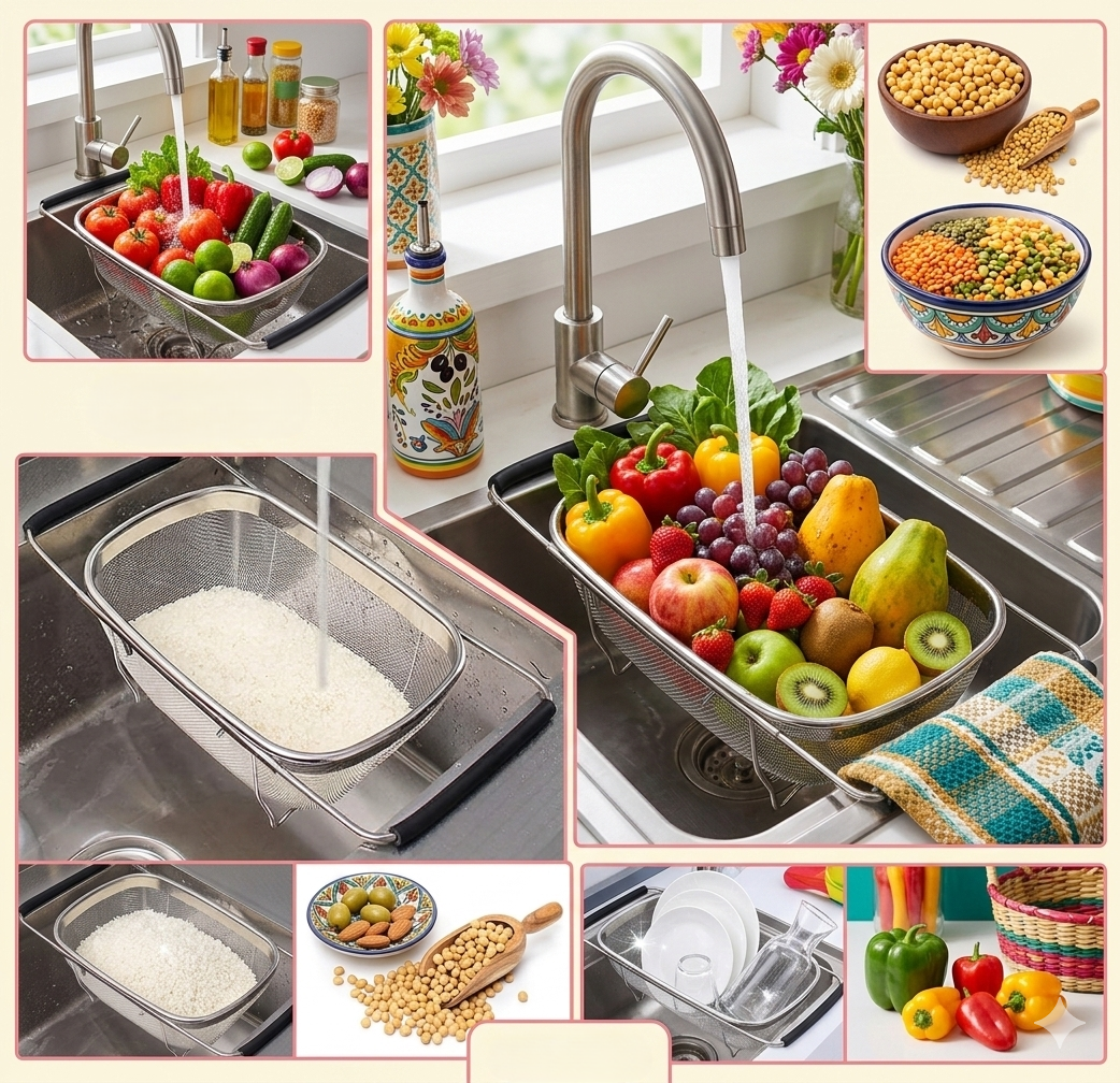 Large Stainless Steel Colander Oval Shape