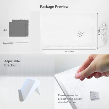 3D LED Light Glass Acrylic Writing pad