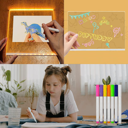 3D LED Light Glass Acrylic Writing pad